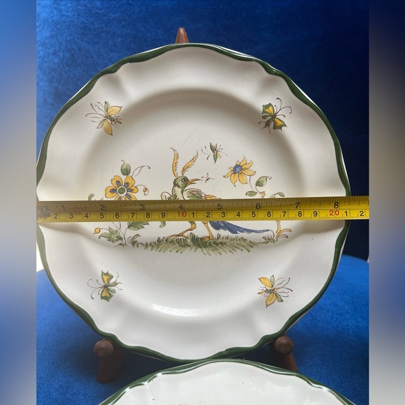 Varages France Vieux Provence Bird Green Trim 8.25" Salad Luncheon Plate 4 READ* - Picture 7 of 7